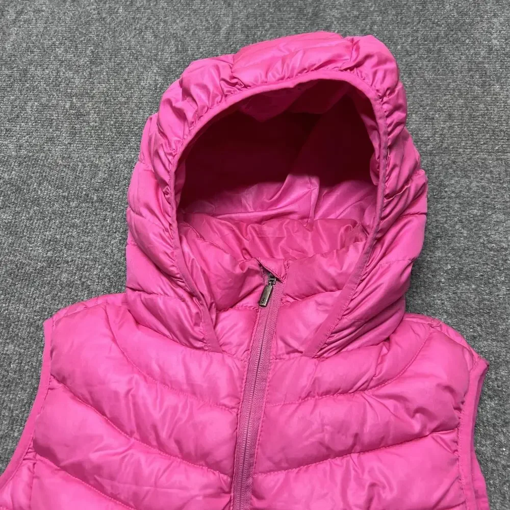 YMI Puffer Vest Juniors Large Pink Hooded Quilted Insulated Lightweight Zip